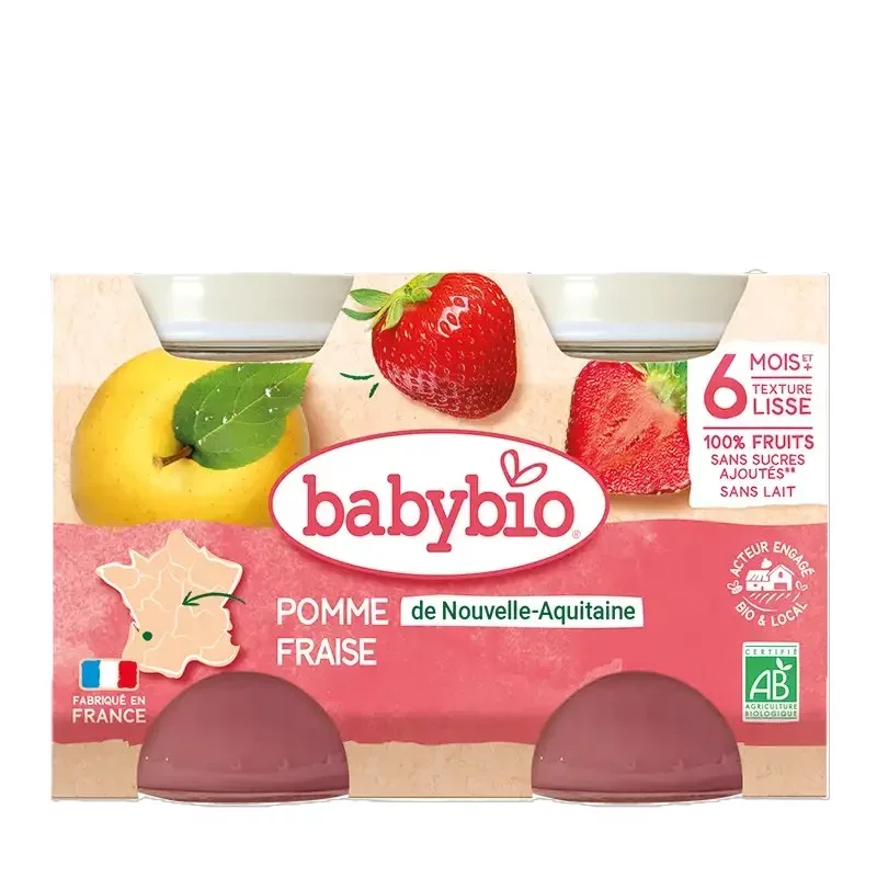 BABYBIO PETIT POT POMME FRAISE BOITE DE 2*130G