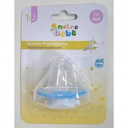 NOTRE BEBE SUCETTE ANATOMIQUE RONDE 1ER AGE BLEU REFERENCE NB023