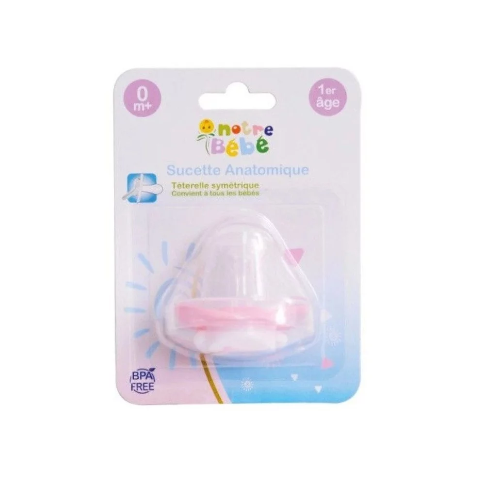 NOTRE BEBE SUCETTE ANATOMIQUE RONDE 1ER AGE ROSE REFERENCE NB023
