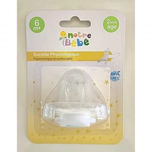 NOTRE BEBE SUCETTE ANATOMIQUE RONDE 2EME AGE BLANC REFERENCE NB022