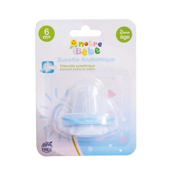 NOTRE BEBE SUCETTE ANATOMIQUE RONDE 2EME AGE BLEU REFERENCE NB022