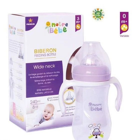 NOTRE BEBE BIBERON WIDE NECK AVEC POIGNEE 240ML REFERENCE BPA309