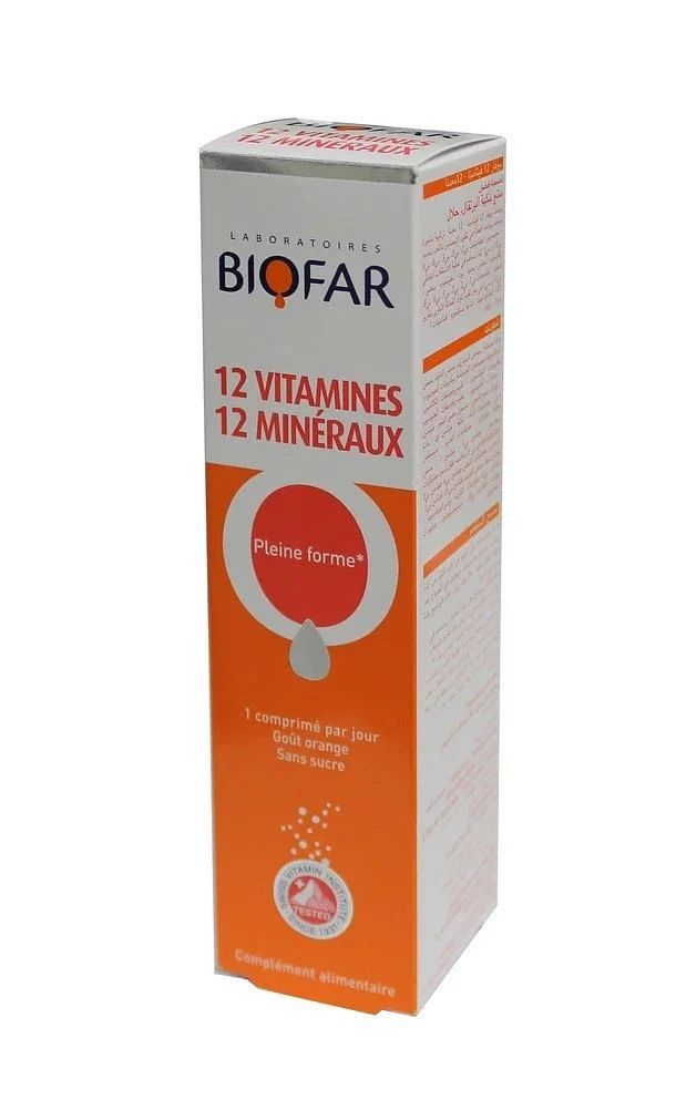 Biofar 12 Vitamines 12 Mineraux Pleine Forme Boite De 20 Comprimes Effervescents