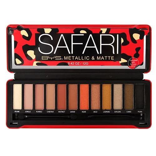 BYS SAFARI EYESHADOW METALLIC AND MATTE PALETTE 12 COLOURS
