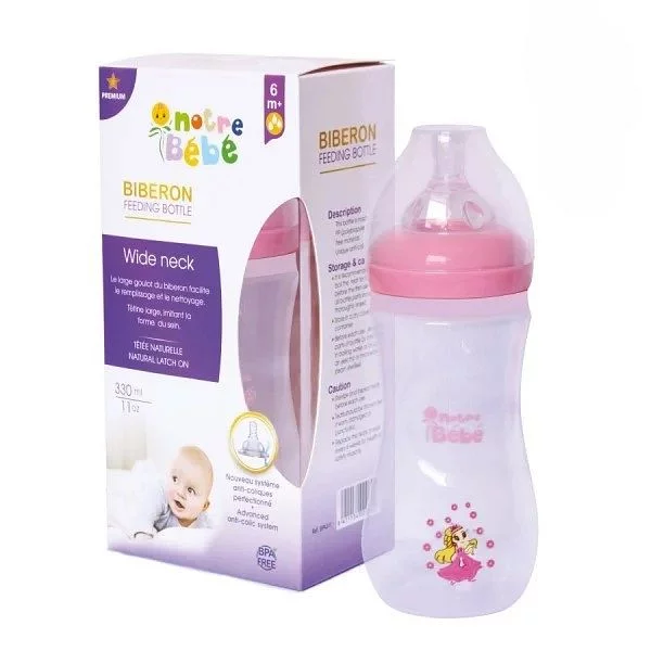 NOTRE BEBE FEEDING BOTTLE WIDE NECK SANS POIGNEES 330ML REFERENCE NB 311
