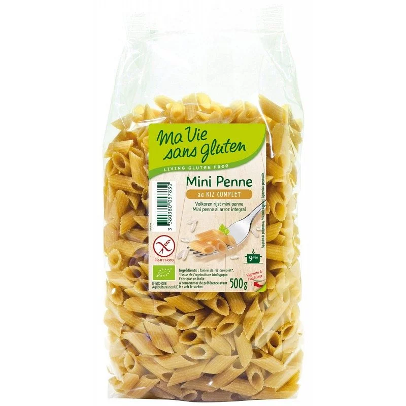 MA VIE SANS GLUTEN MINI PENNE AU RIZ DEMI COMPLET 500G