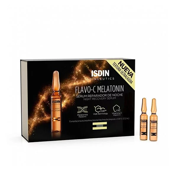 Isdin Flavo-c Melatonin Serum Reparateur Nuit Boite De 10 Ampoules