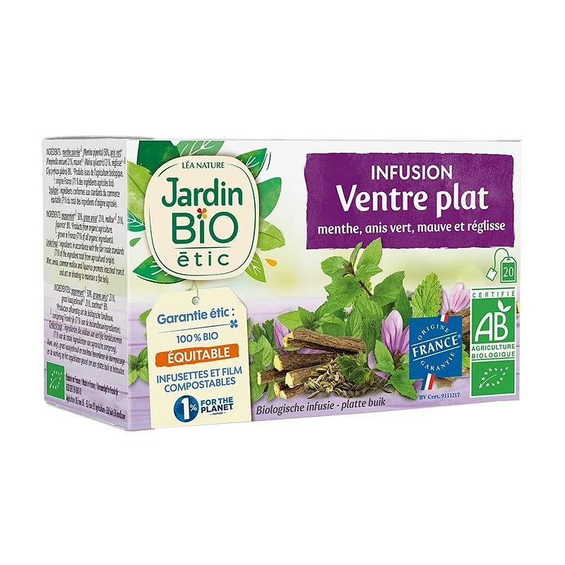 LEA NATURE JARDIN BIO VENTRE PLAT MENTHE ANIS MAUVE RÉGLISSE B20 SACHETS