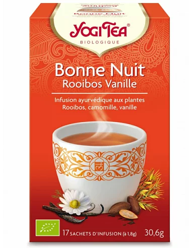 YOGI TEA BONNE NUIT ROOIBOS VANILLE INFUSION BOITE DE 17 SACHETS