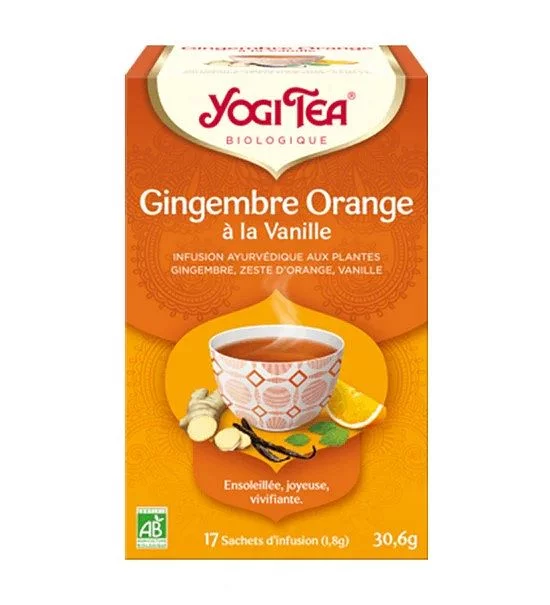 YOGI TEA GINGEMBRE ORANGE A LA VANILLE BOITE DE 17 SACHETS