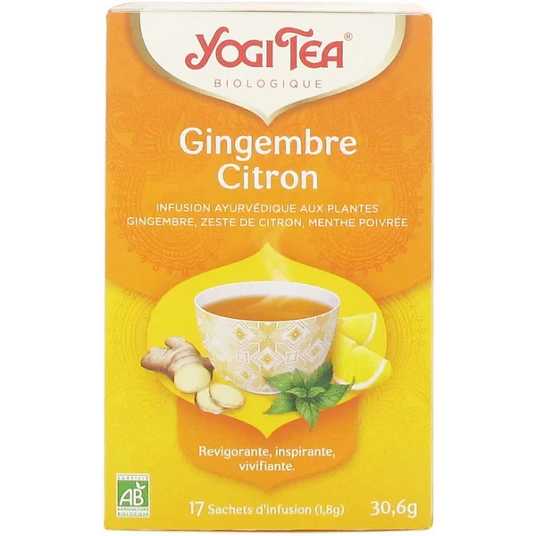 YOGI TEA GINGEMBRE CITRON INFUSION BOITE DE 17 SACHETS