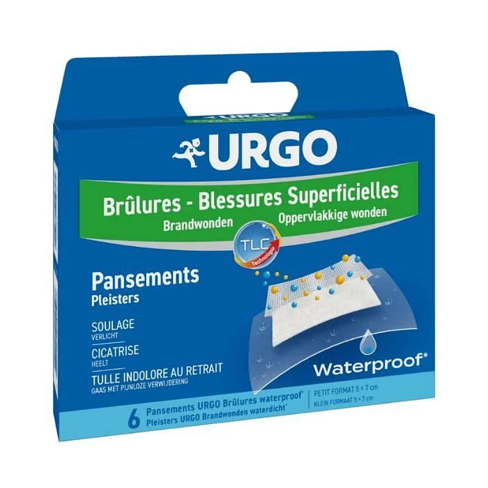 URGO BRULURES PANSEMENT WATERPROOF 5*7CM BOITE DE 6
