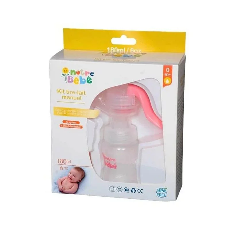 NOTRE BEBE TIRE LAIT MANUEL AVEC BIBERON 180ML GRAND MODELE REFERENCE C39A