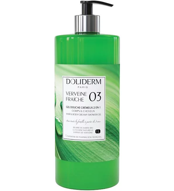 DOLIDERM 03 GEL DOUCHE VERVEINE FRAICHE CREMEUX 2 EN 1 CORPS CHEVEUX 1L