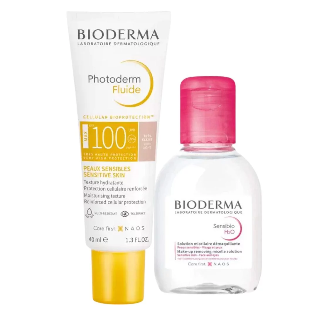 BIODERMA COFFRET PHOTODERM FLUID MAX TEINTE TRES CLAIRE  SPF100 40ML + SENSIBIO H2O 100ML