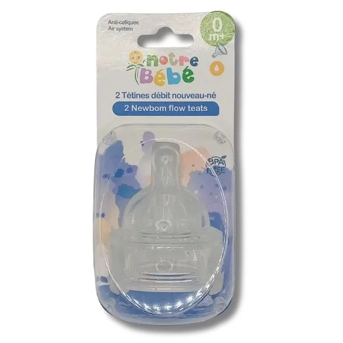 Notre Bebe 2 Tetines Anti-colique Debit Nouveau-ne +0mois Reference Bd061-27s
