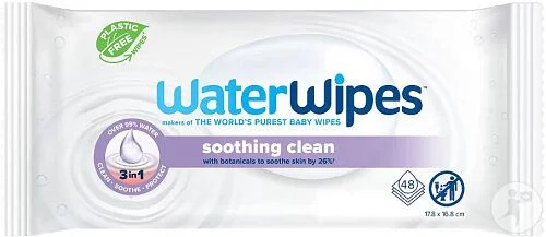 WATERWIPES LINGETTES APAISANTES EXTRAIT DE LAVANDE BOITE DE 48
