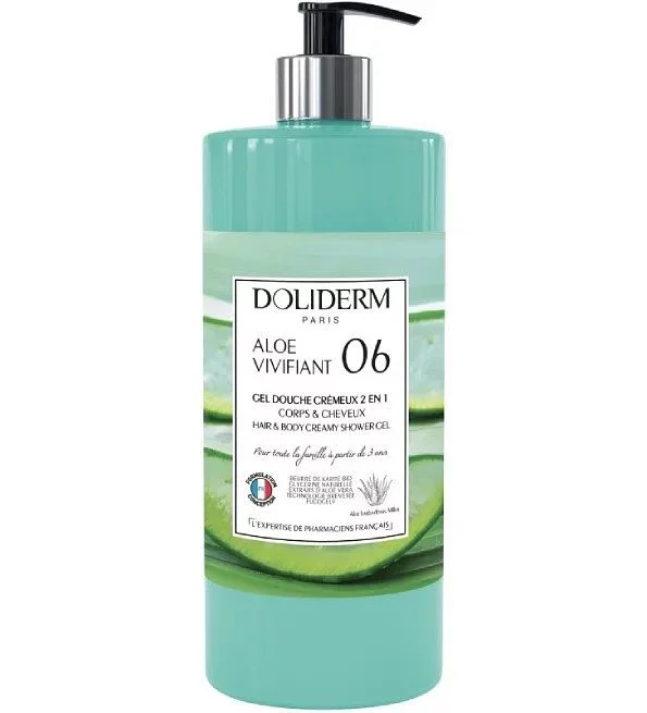 DOLIDERM 06 GEL DOUCHE ALOE VIVIFIANT CREMEUX 2 EN 1 CORPS CHEVEUX 1L
