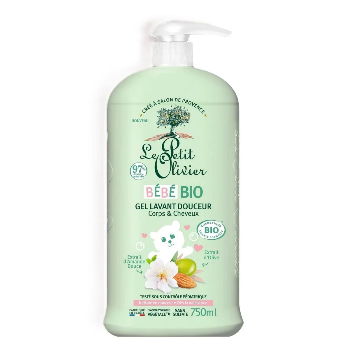 LE PETIT OLIVIER GEL LAVANT DOUCEUR CORPS ET CHEVEUX BEBE BIO 750ML