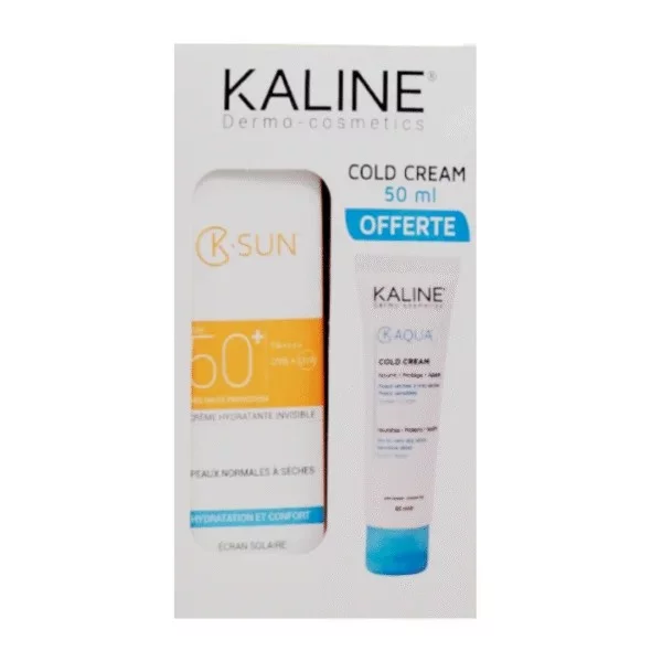 KALINE K-SUN ECRAN SOLAIRE INVISIBLE PEAUX NORMALES A SECHES SPF50+ 50ML + COLD CREAM 50ML