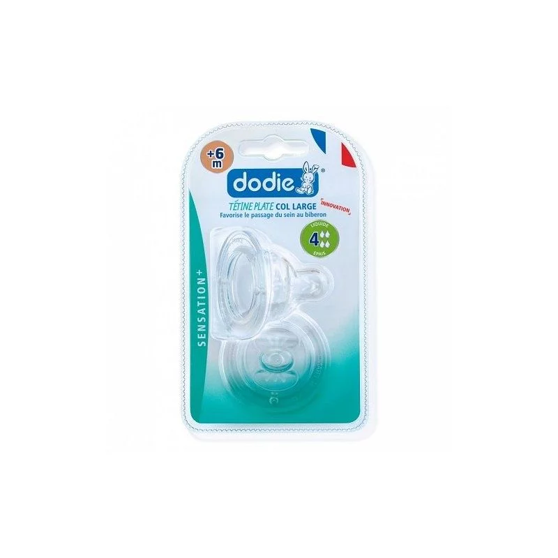 DODIE TETINE PLATE COL LARGE SENSATION+ LIQUIDE EPAIS 2EME AGE 6MOIS