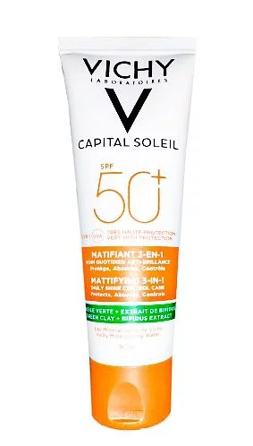 VICHY CAPITAL SOLEIL CREME SOLAIRE MATIFIANTE 3EN1 SPF50+ PEAU MIXTE ACNEIQUE 50ML