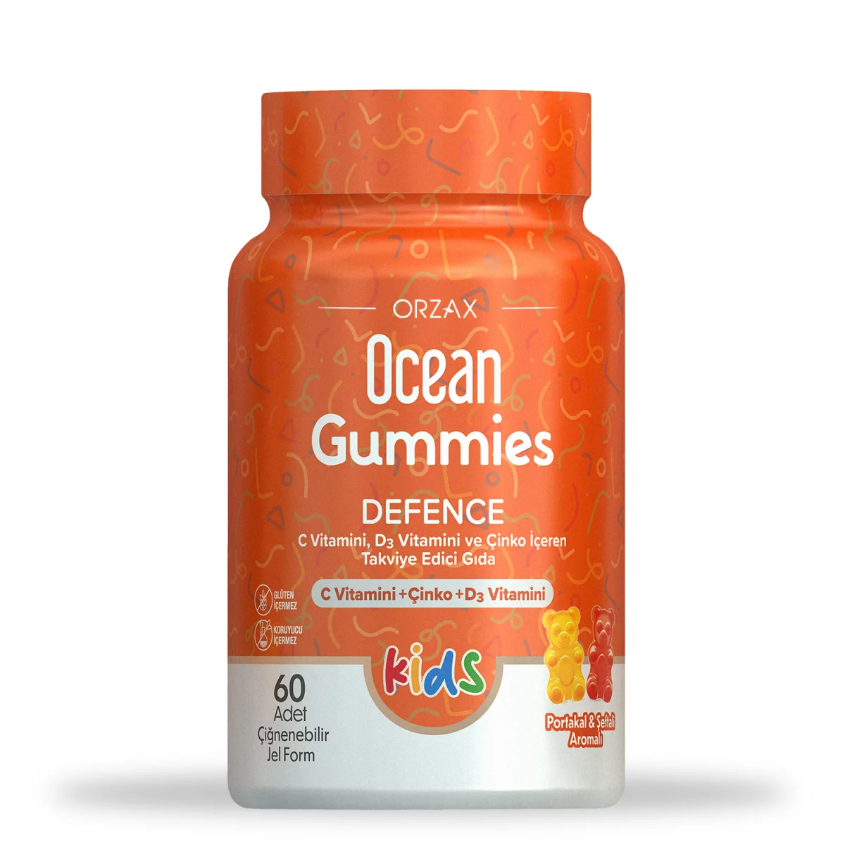 ORZAX OCEAN GUMMIES IMMUNITE KIDS VITAMINE C + ZINC + VITAMINE D3 PECHES ORANGE BOITE DE 60 GOMMES A MACHER