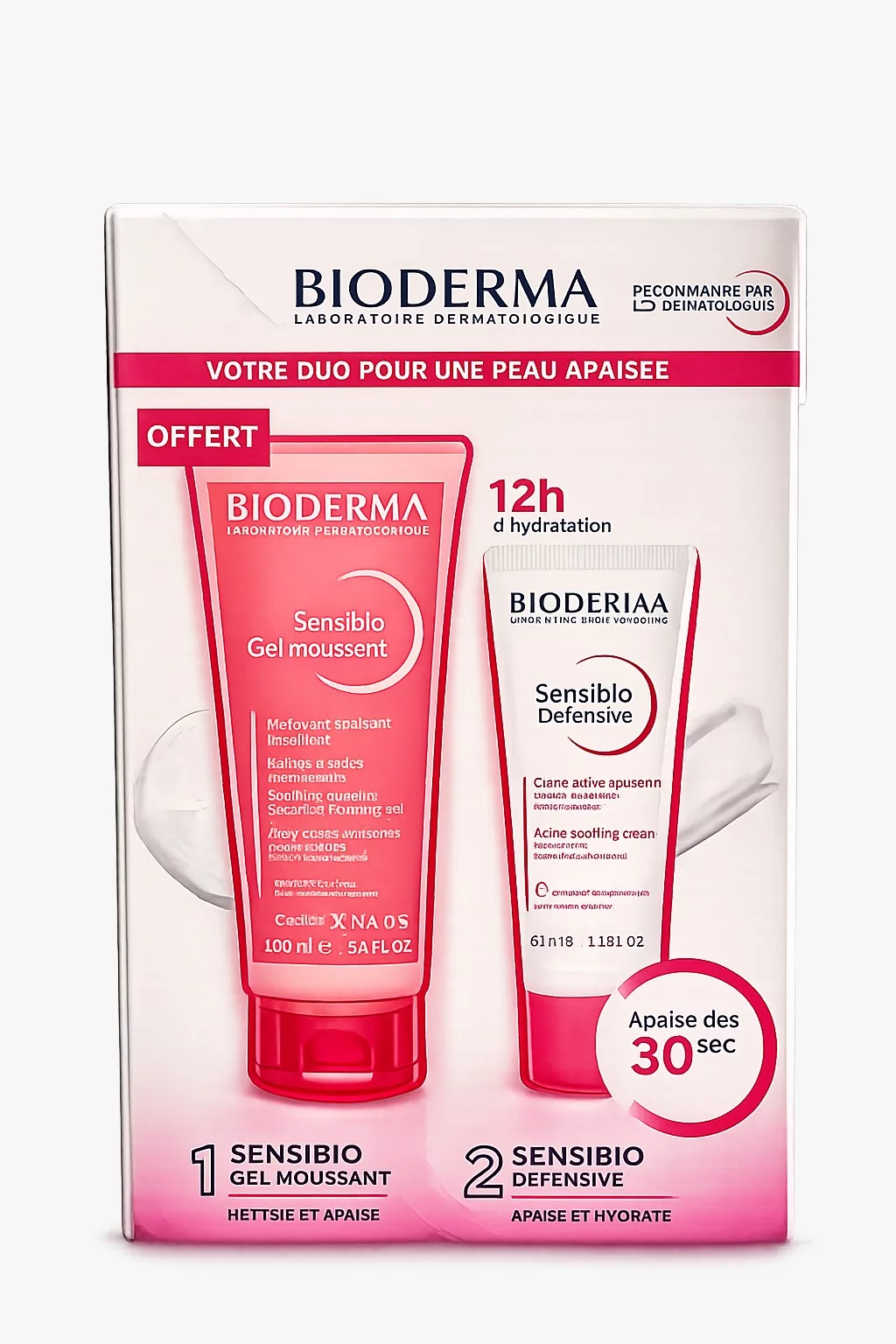 BIODERMA SENSIBIO DEFENSIVE CREME 40ML + GEL MOUSSANT 100ML OFFERT