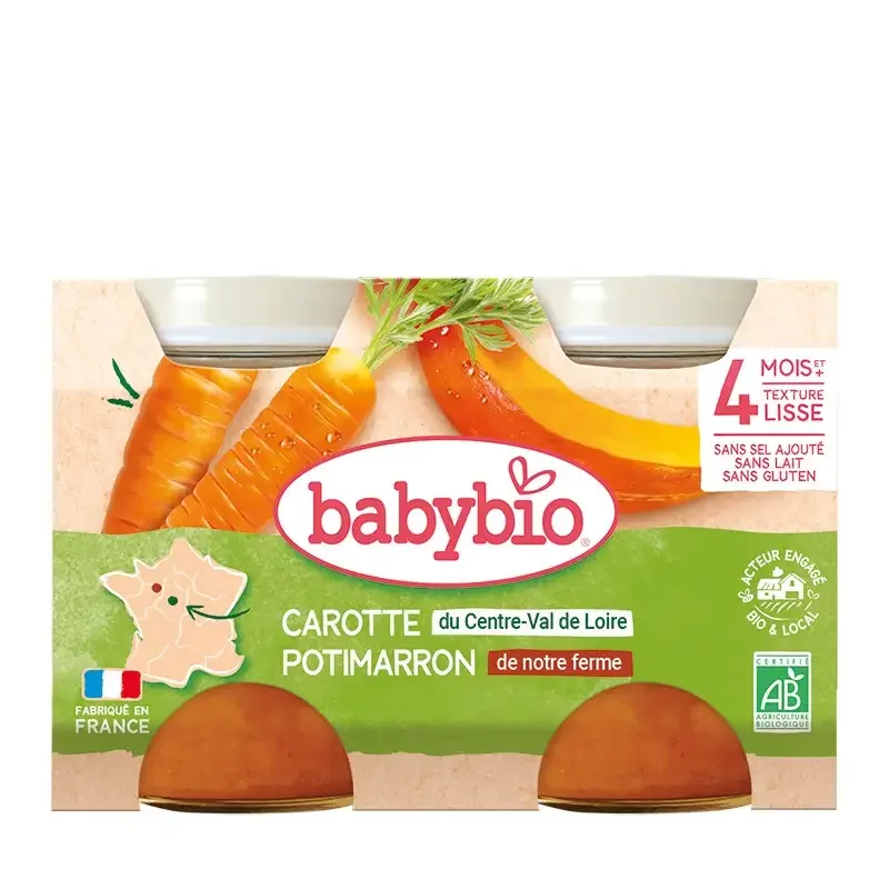 BABYBIO PETIT POT CAROTTES POTIMARRON 2*130G