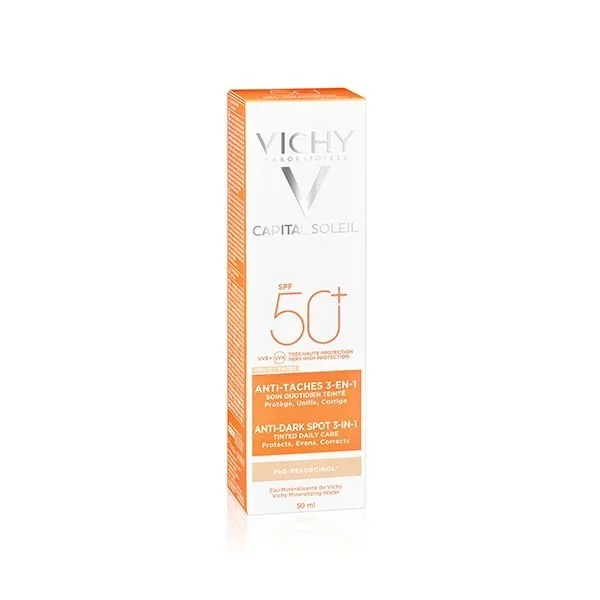VICHY IDEAL SOLEIL SOIN ANTI-TACHES TEINTE 3EN1 TOUS TYPES DE PEAU SPF50+ 50ML
