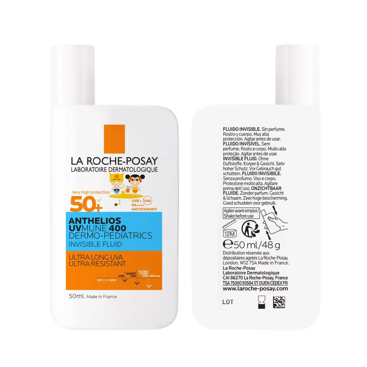 LA ROCHE POSAY ANTHELIOS UVMUNE 400 DERMO-PEDIATRICS FLUIDE INVISIBLE SANS PARFUM SPF50+ 50ML