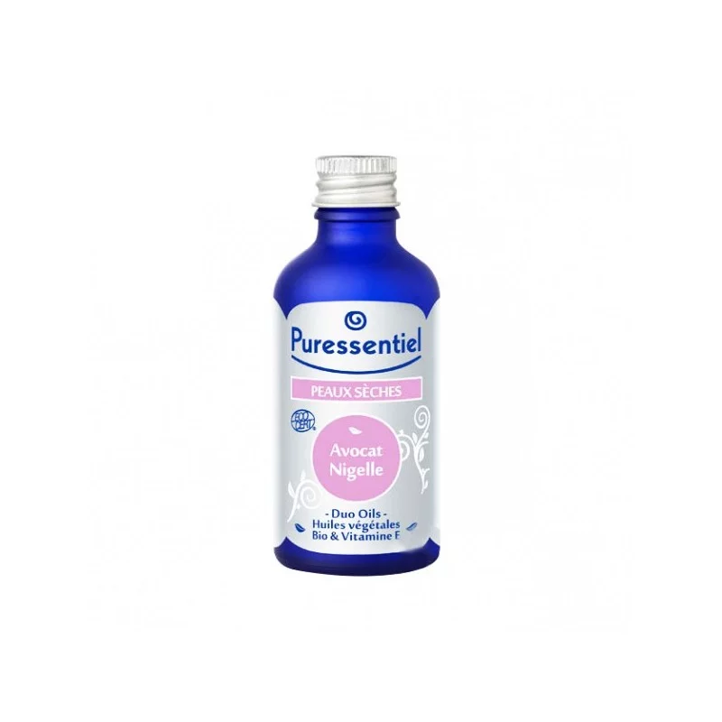 PURESSENTIEL PEAUX SECHES BIO AVOCAT NIGELLE HUILE VEGETALE 50ML