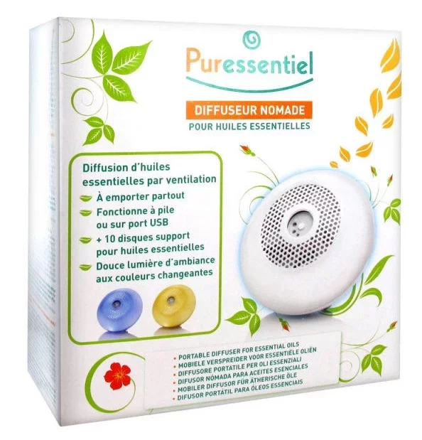 PURESSENTIEL DIFFUSEUR NOMADE + 10 RECHARGES DISQUES SUPPORTS