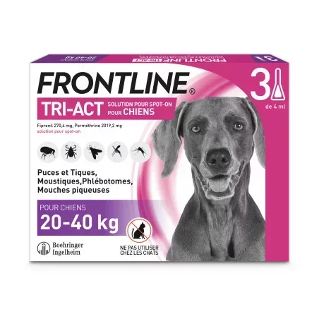 FRONTLINE TRI-ACT SPOT ON CHIEN 20KG-40KG BOITE DE 3