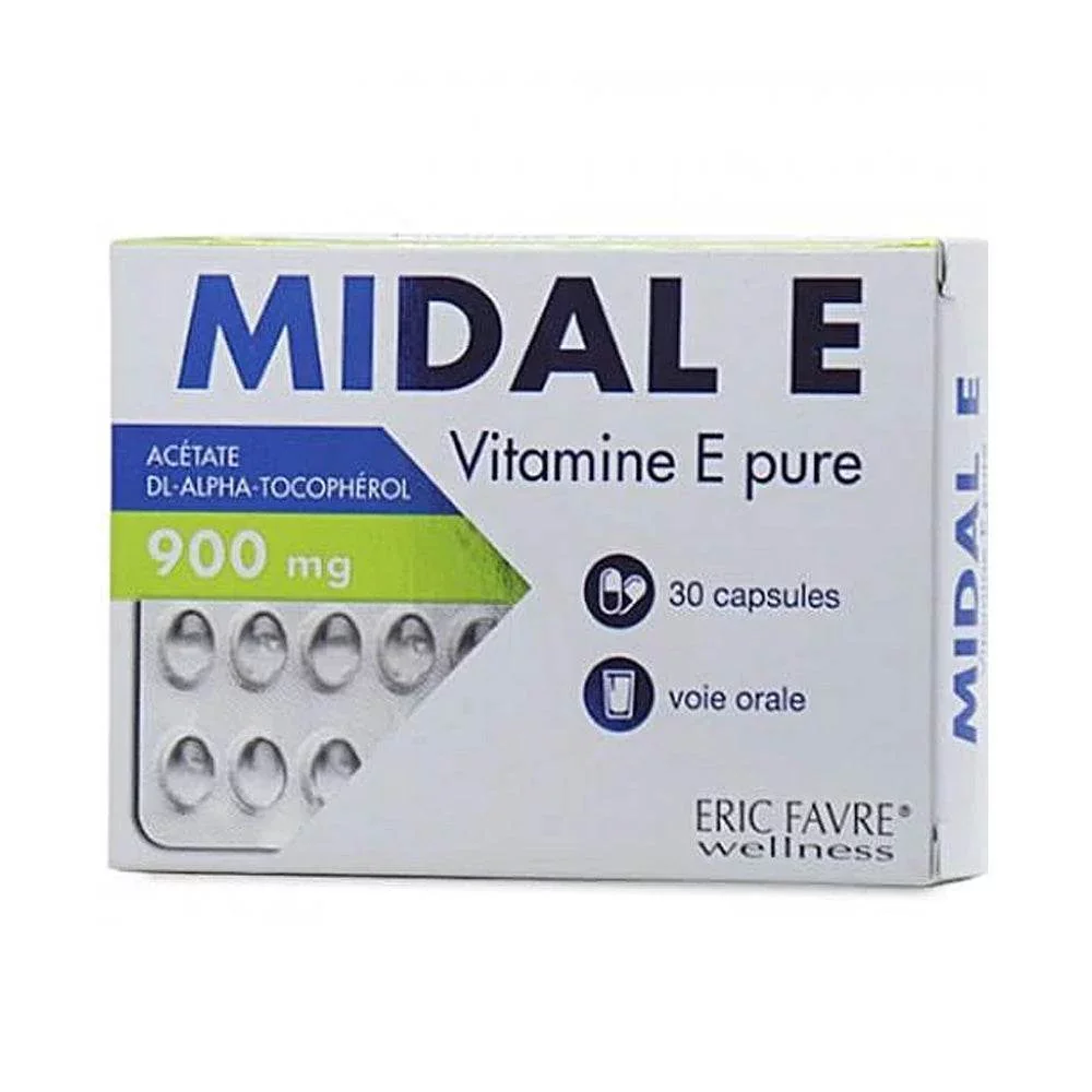 MIDAL E VITAMINE E PURE BOITE DE 30 CAPSULES 