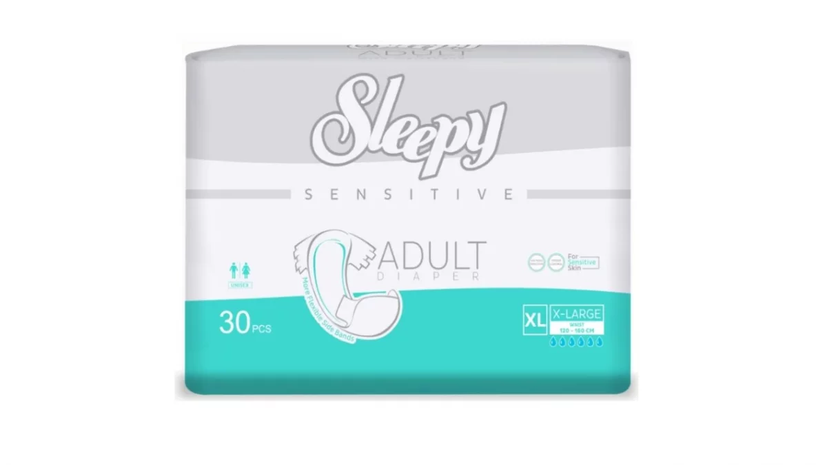 SLEEPY SENSITIVE ADULTE DIAPER TESTE DERMATOLOGIQUEMENT VELCRO 120-160CM TAILLE XL B30