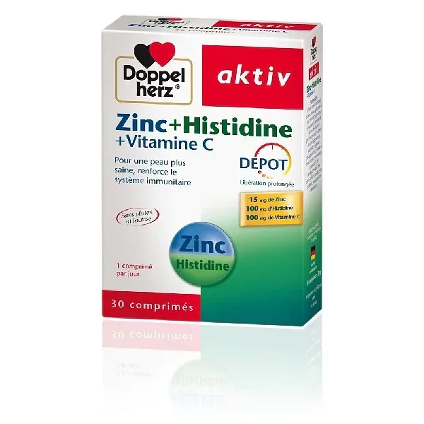 DOPPEL HERZ AKTIV ZINC + HISTIDINE + VITAMINE C BOITE DE 30 COMPRIMES