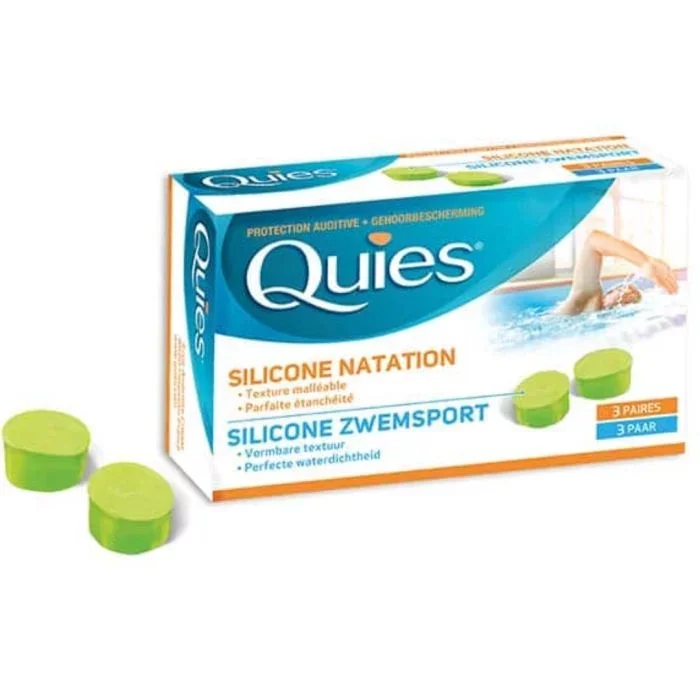 QUIES PROTECTION AURICULAIRE SILICONE NATATION ADULTE TEXTURE MALLEABLE BOITE DE 3 PAIRES