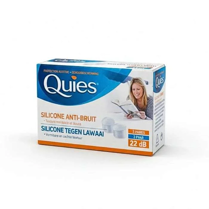 QUIES PROTECTION AUDITIVE SILICONE ANTI-BRUIT DISCRETION BOITE DE 3 PAIRES