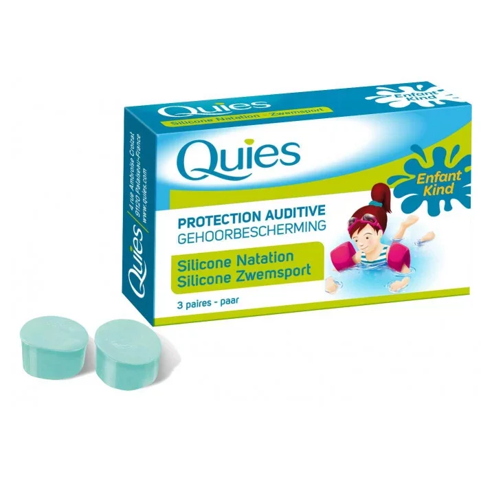 QUIES PROTECTION AUDITIVE SILICONE NATATION ENFANT BOITE DE 3 PAIRES