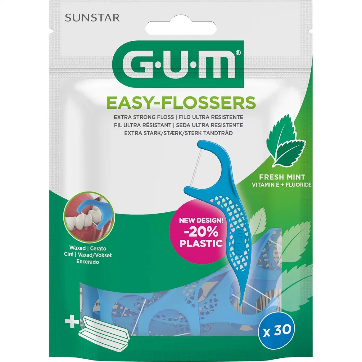 GUM EASY FLOSSERS MENTHOLE CIRE BOITE DE 30 REFERENCE 890