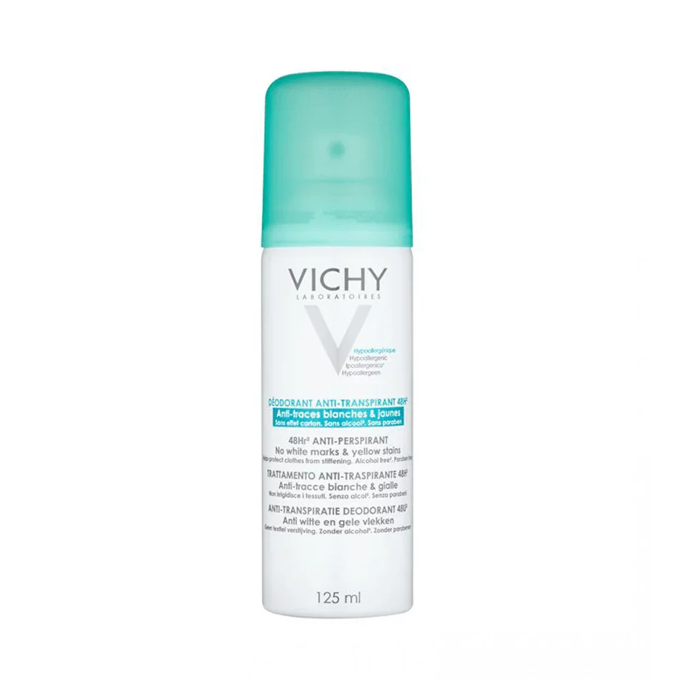 VICHY DEODORANT ANTI-TRANSPIRANT 48H ANTI TRACES BLANCHES ET JAUNES AEROSOL 125ML