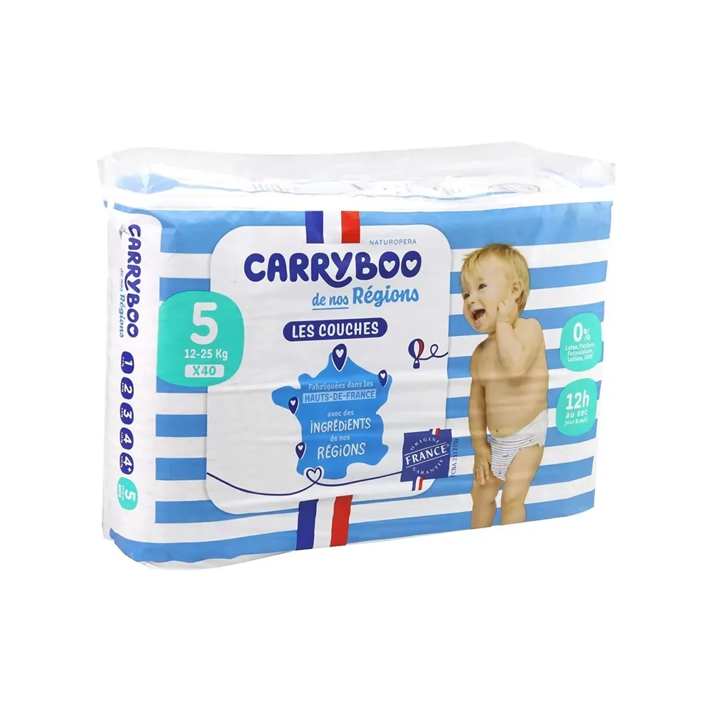 CARRYBOO COUCHES DE NOS REGIONS TAILLE 5 12-25KG BOITE DE 40 COUCHES