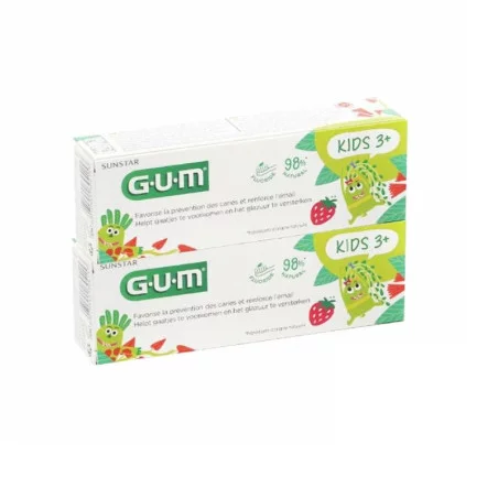 GUM PACK DUO DENTIFRICE KIDS 2-6ANS FRAISE 50ML*2