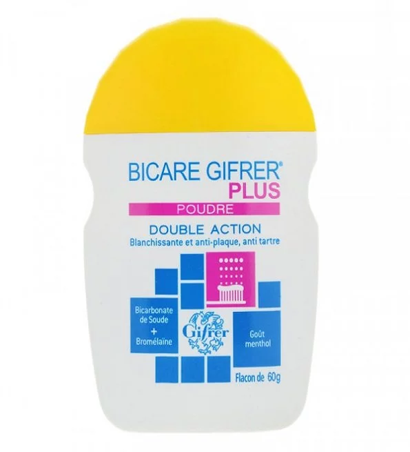 GIFRER BICARE PLUS DOUBLE ACTION POUDRE BLANCHEUR BICARBONATE DE SOUDE BROMELAINE 60G