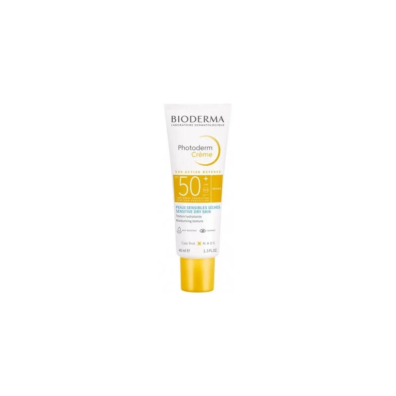 BIODERMA PHOTODERM CREME INVISIBLE SUN ACTIVE DEFENSE PEAUX SENSIBLES SECHES SPF50+ 40ML