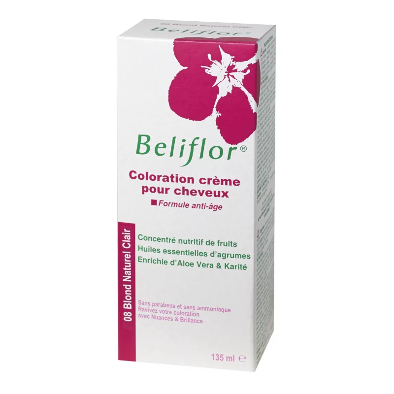 BELIFLOR COLORATION CREME POUR CHEVEUX NUMERO 08 BLOND NATUREL CLAIR 135ML