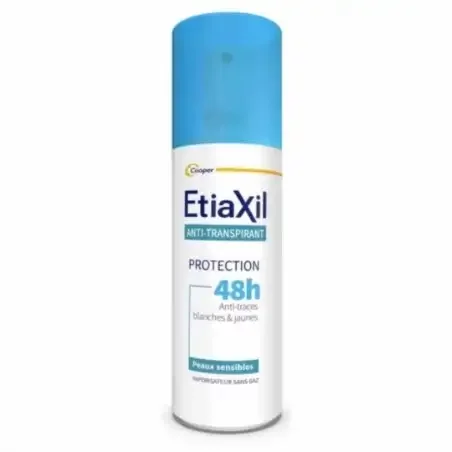 ETIAXIL DEODORANT ANTI-TRANSPIRANT PROTECTION 48H ANTI-TRACES BLANCHE ET JAUNES PEAUX SENSIBLES 100ML