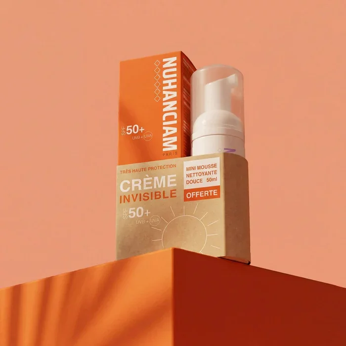 NUHANCIAM PACK CREME SOLAIRE INVISIBLE SPF50+ 50ML + MOUSSE NETTOYANTE 50ML