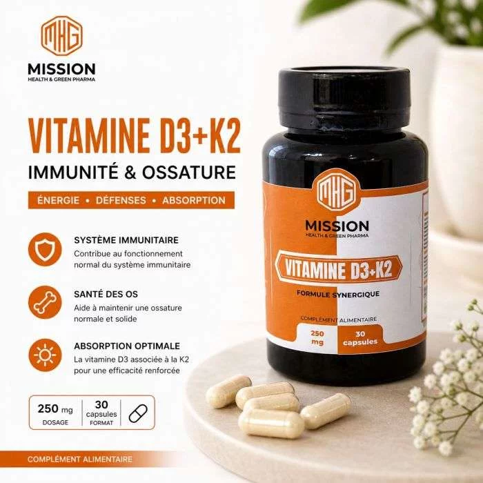 MISSION VITAMINE D3 K2 BOITE DE 30 CAPSULES